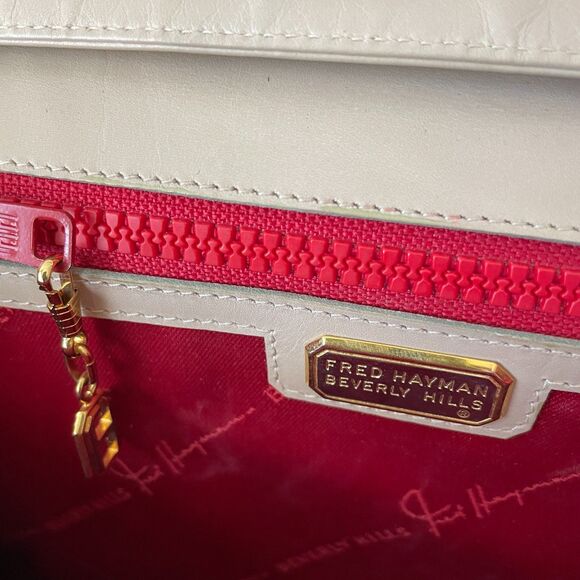 Fred Hayman Beverly Hills handbag convertible clutch beige leather Vintage - Picture 3 of 10